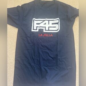 Black Graphic F45  T-Shirt with Red and White Print​